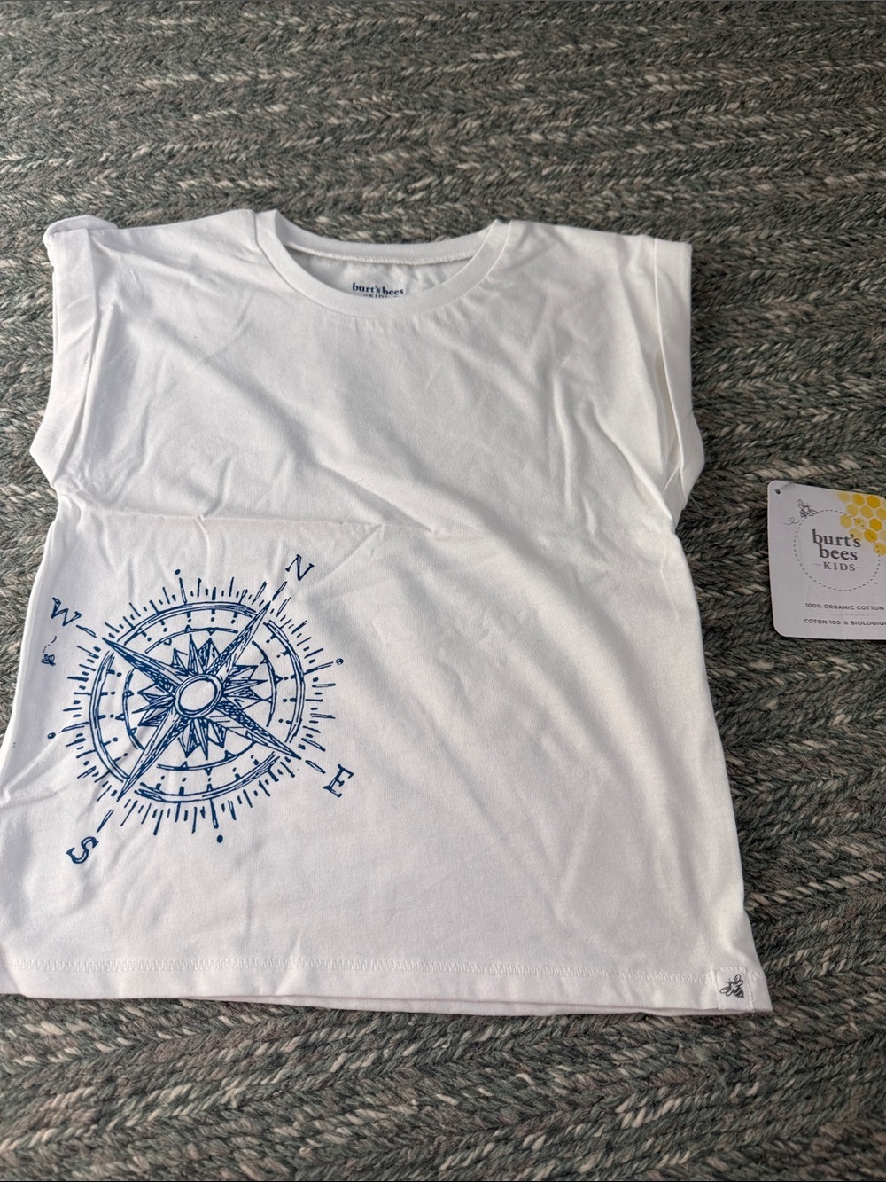 Burt's Bees Kids White Tee with blue print
